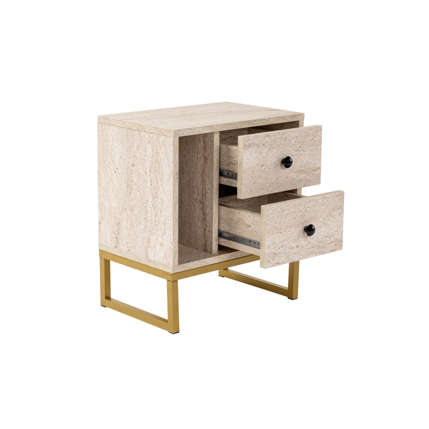 Mesa de cabeceira GLIMMER 50x45,2 cm bege/dourado