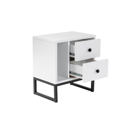 Mesa de cabeceira GLIMMER 50x45,2 cm branco/preto