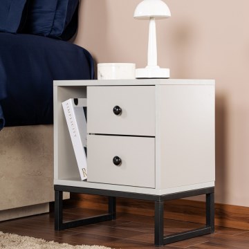 Mesa de cabeceira GLIMMER 50x45,2 cm cinzento/preto