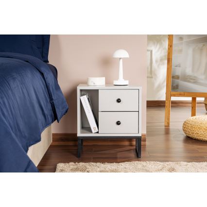 Mesa de cabeceira GLIMMER 50x45,2 cm cinzento/preto