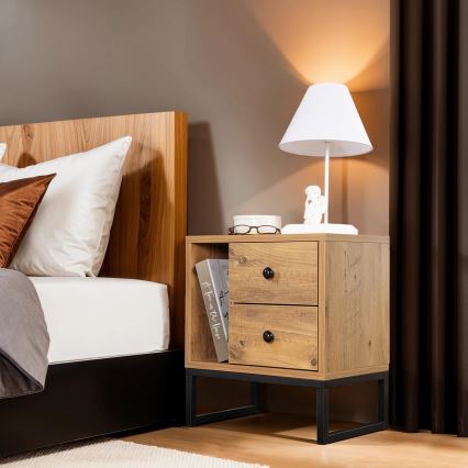 Mesa de cabeceira GLIMMER 50x45,2 cm pinho atlantic/preto