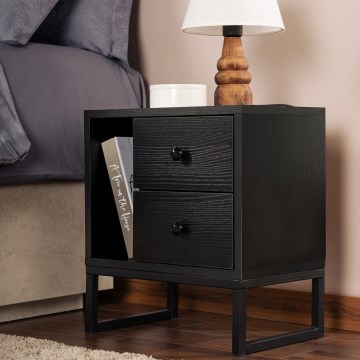 Mesa de cabeceira GLIMMER 50x45,2 cm preto