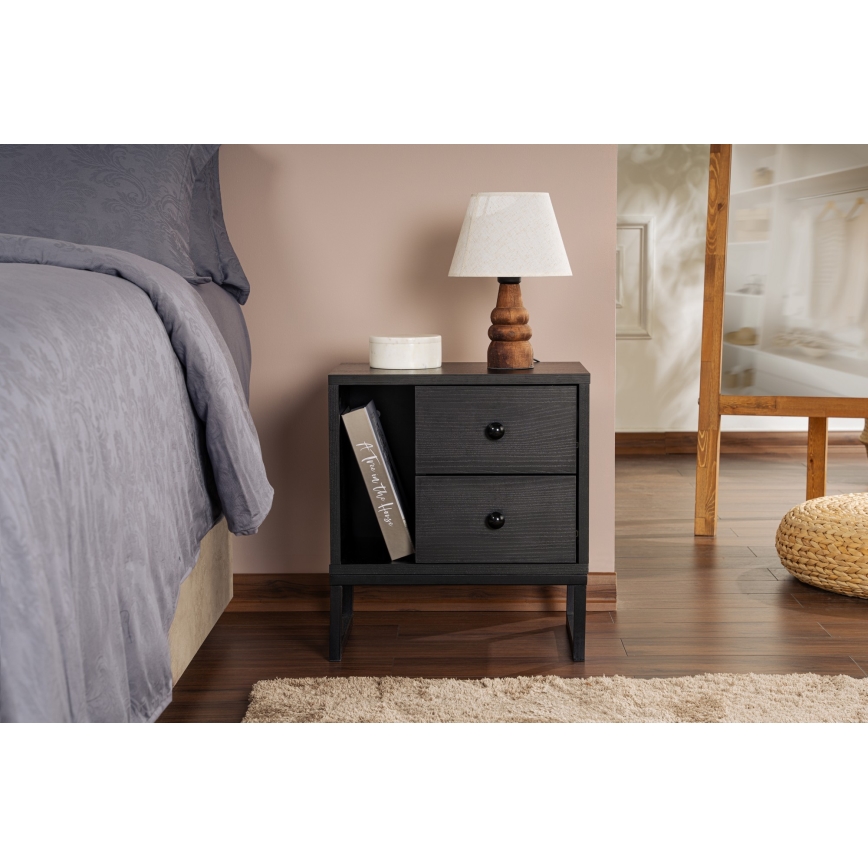 Mesa de cabeceira GLIMMER 50x45,2 cm preto