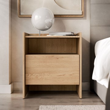 Mesa de cabeceira JAPANDI 60 x 53 cm, Carvalho Cremona