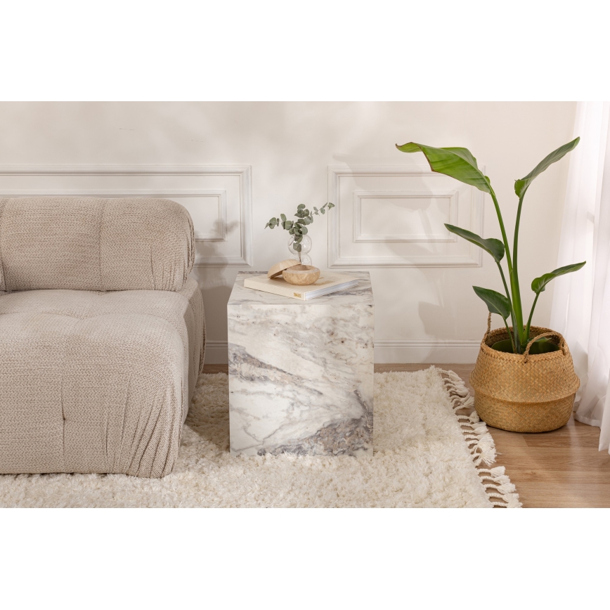 Mesa de cabeceira KUP 50x45 cm decoração em mármore