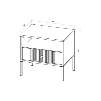 Mesa de cabeceira LUE 54x39 cm branca/preta