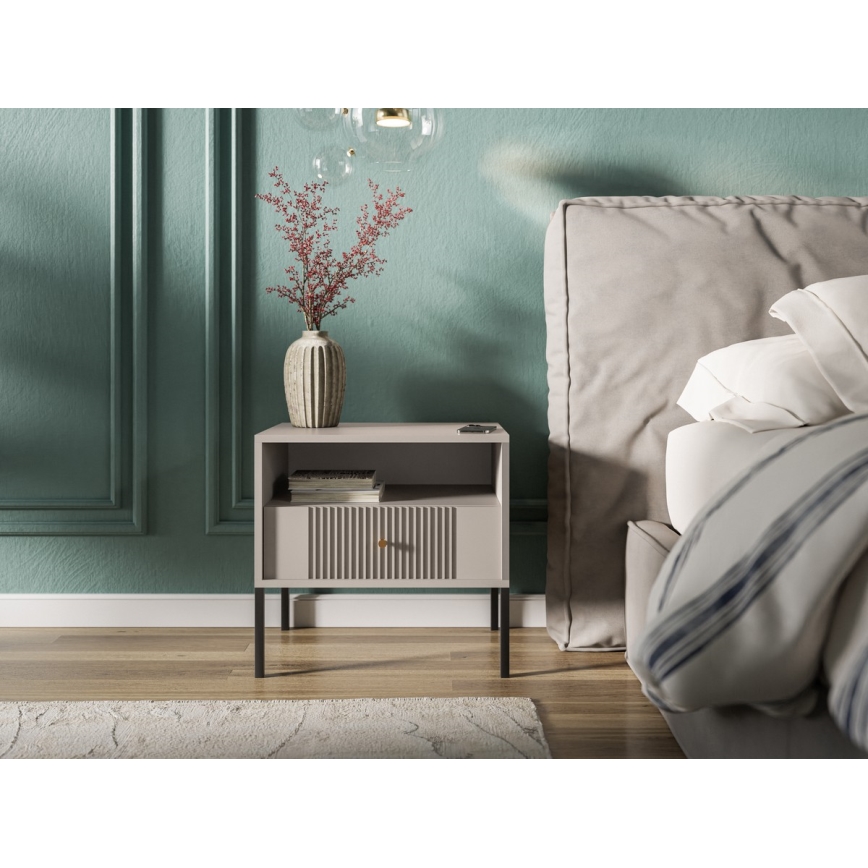 Mesa de cabeceira LUE bege/preto