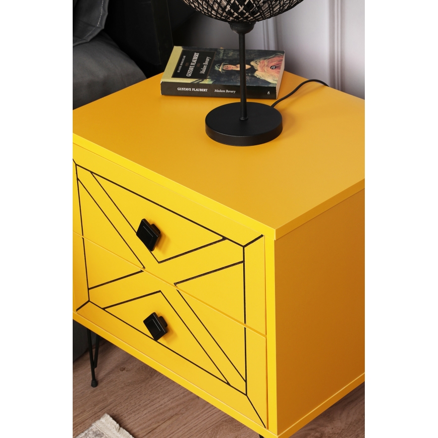 Mesa de cabeceira LUNA 55x50 cm amarelo