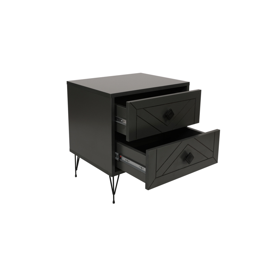 Mesa de cabeceira LUNA 55x50 cm antracite/preto