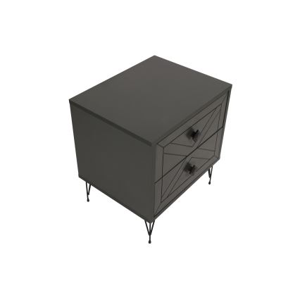 Mesa de cabeceira LUNA 55x50 cm antracite/preto