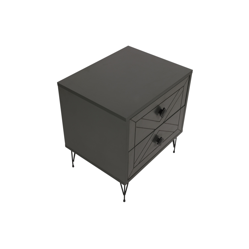 Mesa de cabeceira LUNA 55x50 cm antracite/preto