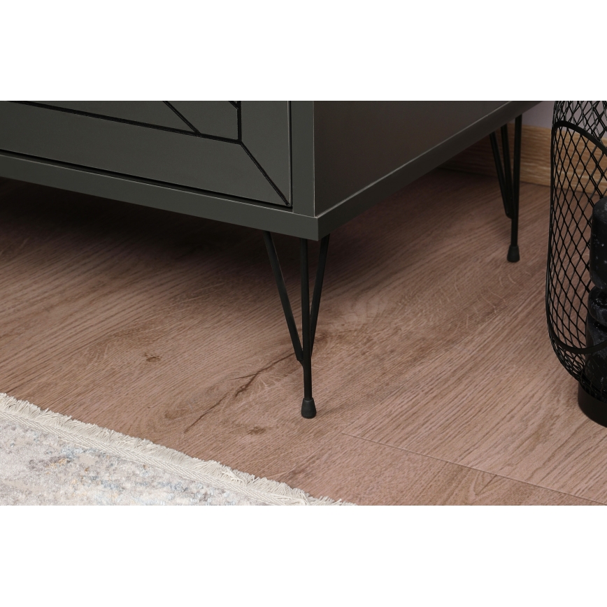 Mesa de cabeceira LUNA 55x50 cm antracite/preto