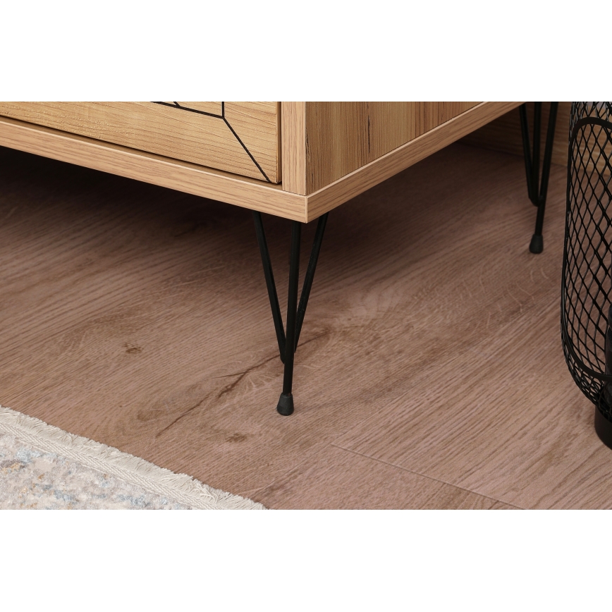 Mesa de cabeceira LUNA 55x50 cm castanho/preto