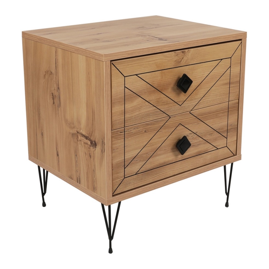 Mesa de cabeceira LUNA 55x50 cm castanho/preto