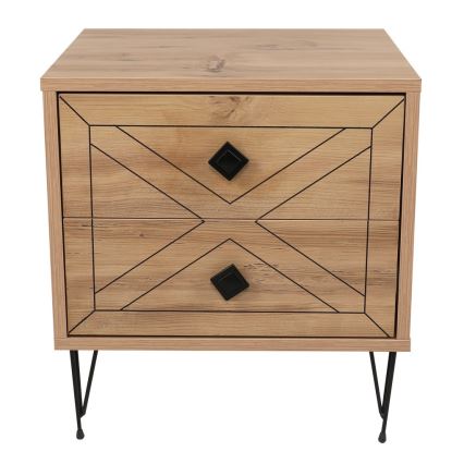 Mesa de cabeceira LUNA 55x50 cm castanho/preto