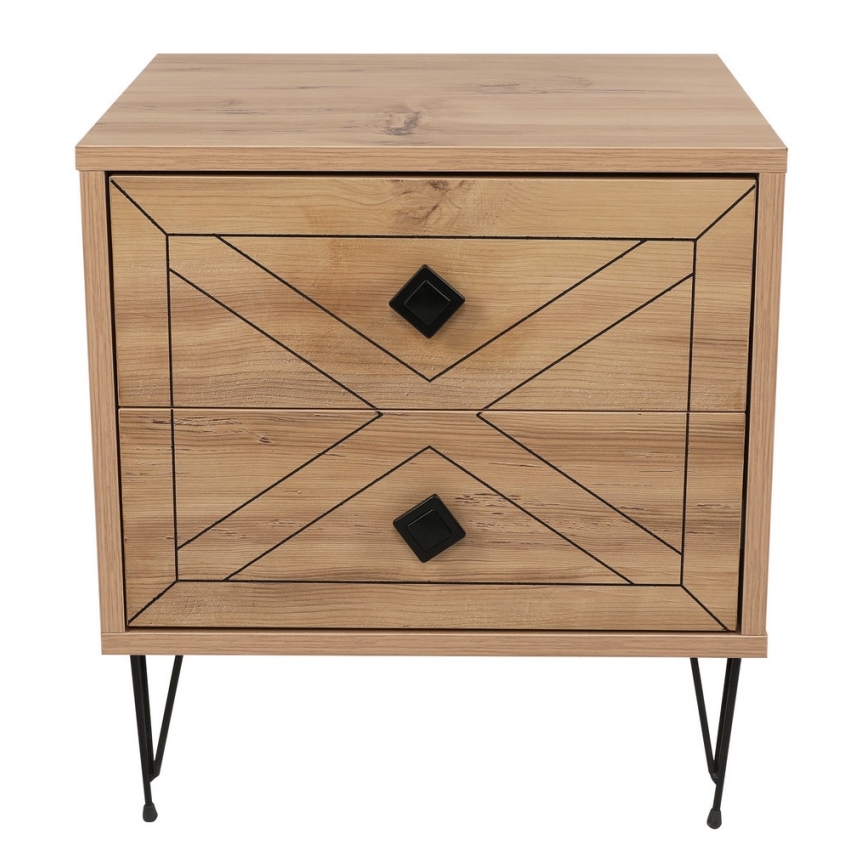 Mesa de cabeceira LUNA 55x50 cm castanho/preto