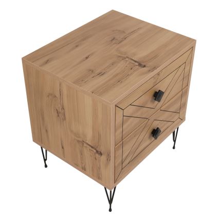 Mesa de cabeceira LUNA 55x50 cm castanho/preto