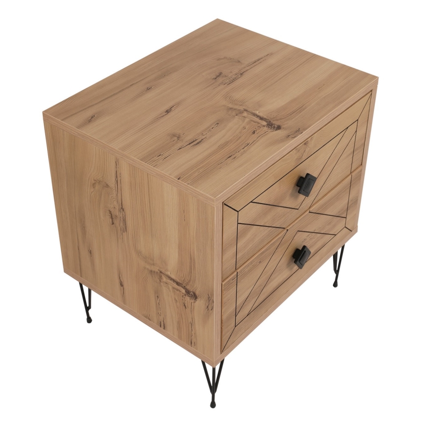 Mesa de cabeceira LUNA 55x50 cm castanho/preto