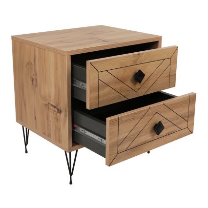 Mesa de cabeceira LUNA 55x50 cm castanho/preto