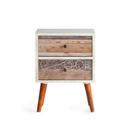 Mesa de cabeceira MALMO 55x40 cm branca/castanha