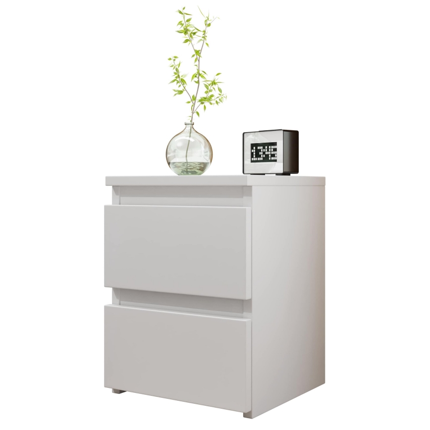 Mesa de cabeceira MALWA 40x30 cm branco brilhante