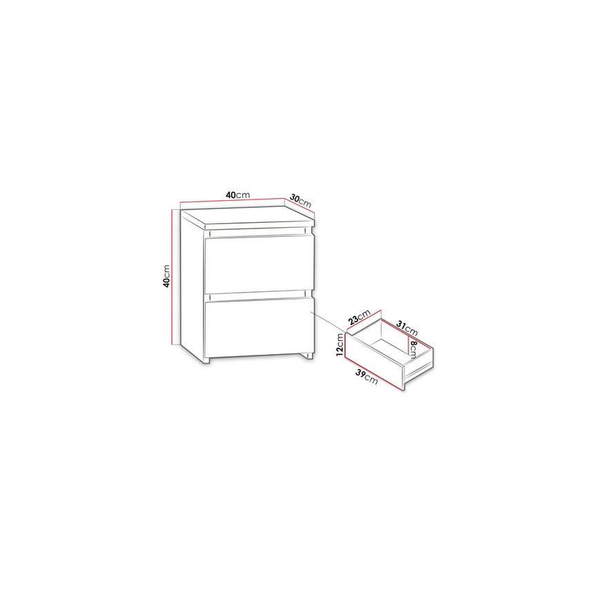 Mesa de cabeceira MALWA 40x40 cm mate preto