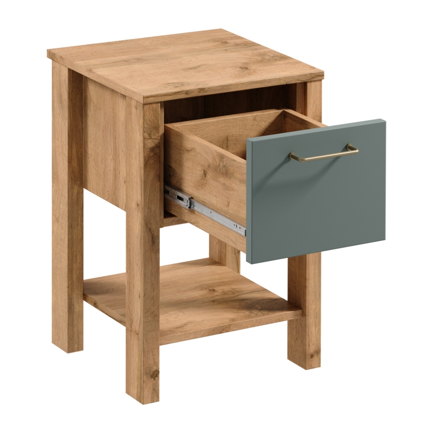 Mesa de cabeceira MENTA 42x59 cm carvalho Wotan/verde