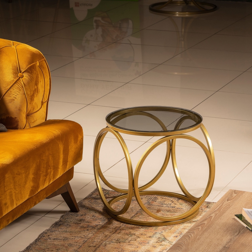 Mesa de cabeceira MIMO 40x40 cm dourada/preto