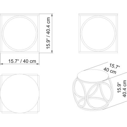 Mesa de cabeceira MIMO 40x40 cm dourada/preto