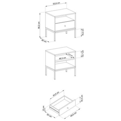 Mesa de cabeceira MONO 56x54 cm azul
