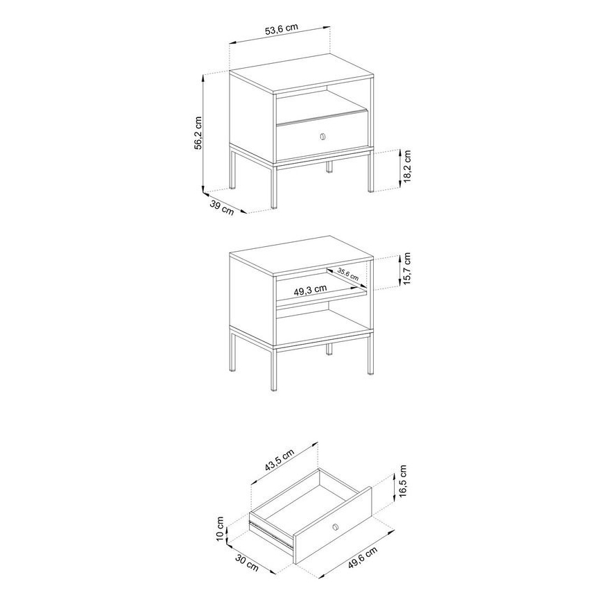 Mesa de cabeceira MONO 56x54 cm azul
