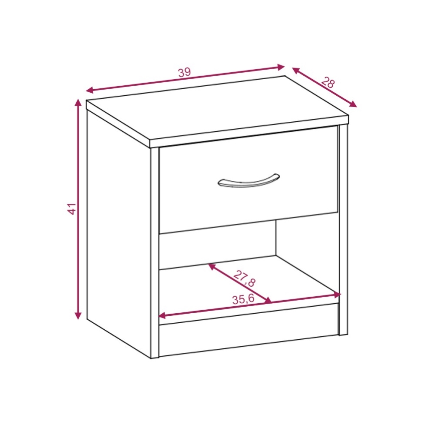 Mesa de cabeceira NED carvalho sonoma/branco
