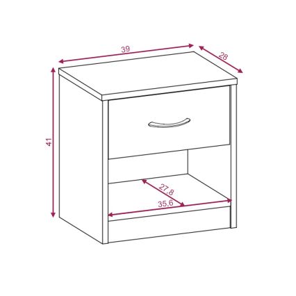Mesa de cabeceira NED Carvalho Wotan