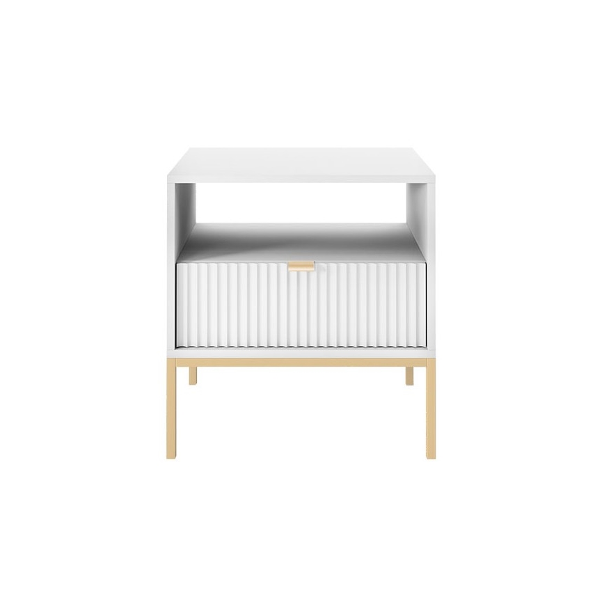 Mesa de cabeceira NOVA 56x54 cm branco/dourada