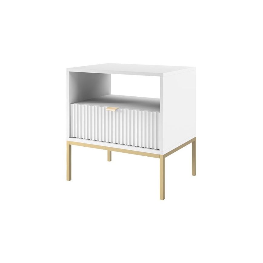 Mesa de cabeceira NOVA 56x54 cm branco/dourada
