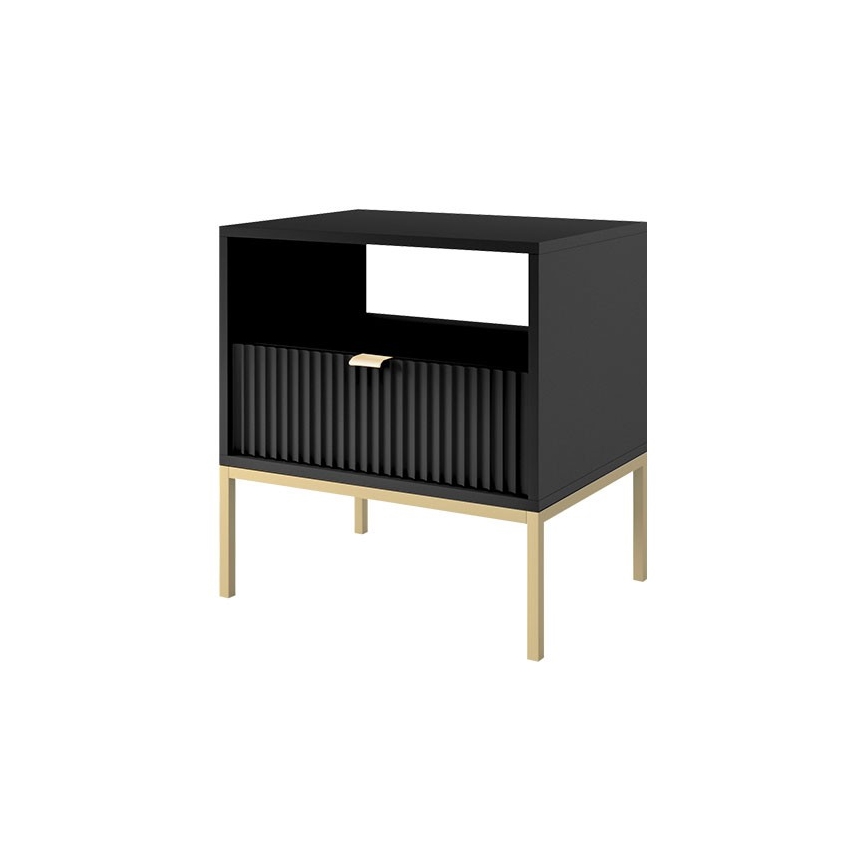Mesa de cabeceira NOVA 56x54 cm preto/dourada