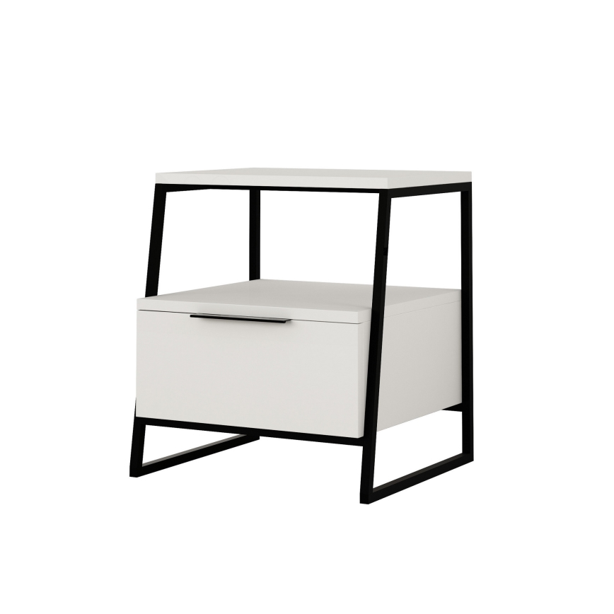 Mesa de cabeceira PAL 50x45 cm branco/preto