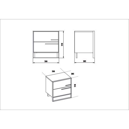 Mesa de cabeceira POLKA 51,8x50 cm dourada/branca