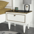 Mesa de cabeceira RAVENNA 47,2x50 cm branca/preta/dourada