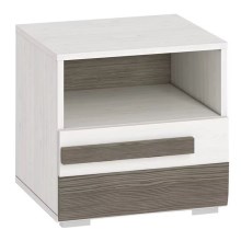 Mesa de cabeceira SARPA 45x46 cm branco/castanho