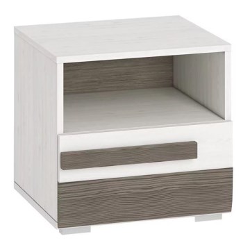 Mesa de cabeceira SARPA 45x46 cm branco/castanho