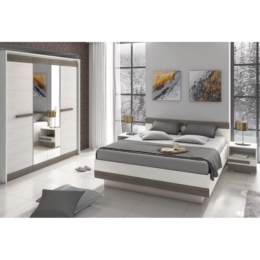 Mesa de cabeceira SARPA 45x46 cm branco/castanho