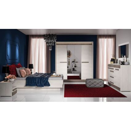 Mesa de cabeceira SARPA 45x46 cm branco/castanho