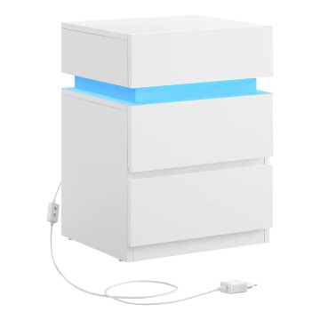 Mesa de cabeceira SMARTIE com iluminação integrada, branca