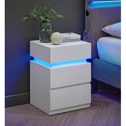 Mesa de cabeceira SMARTIE com iluminação integrada, branca