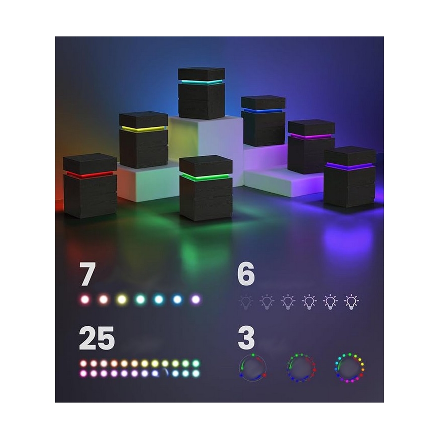 Mesa de cabeceira SMARTIE com iluminação integrada, preta