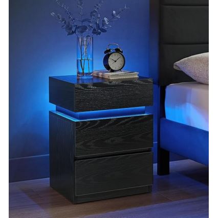 Mesa de cabeceira SMARTIE com iluminação integrada, preta