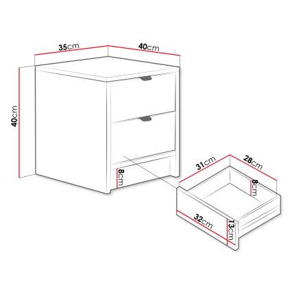 Mesa de cabeceira TIRENO 40x35 cm bege