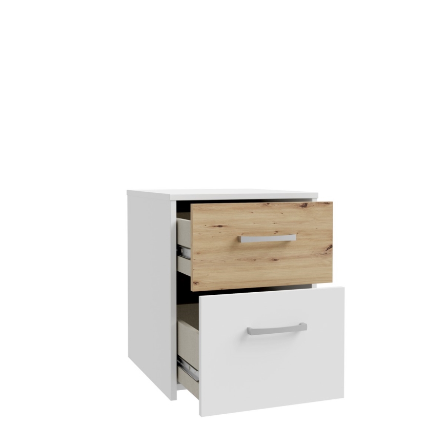 Mesa de cabeceira URO carvalho artisan/branco