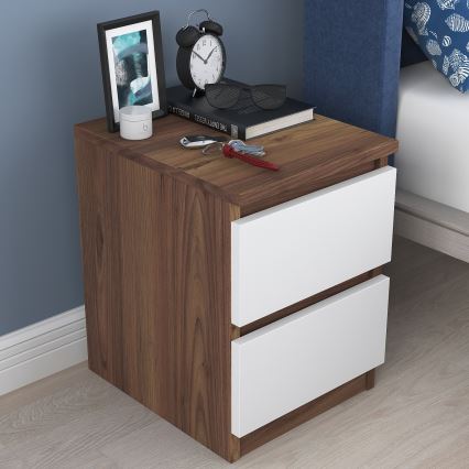 Mesa de cabeceira WALNUT 46,8x35 cm castanho/branco